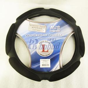 Оплетка руля L AVS поролон (6 подушечек) черная SP-426