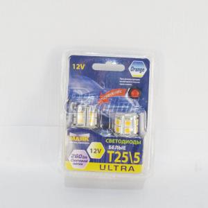 Светодиод 12V T25/5 15SMD BAY15D ORANGE